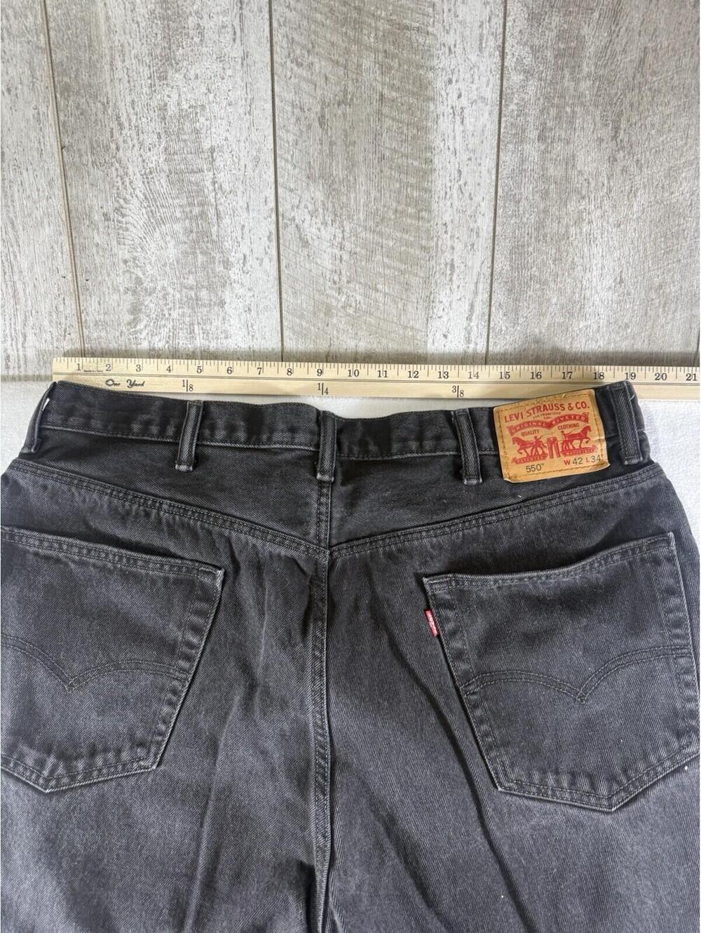 Levi’s 550 Black Denim Jeans Mens 42 Streetwear Baggy Skate Hip Hop Relaxed Fit - Picture 7 of 7
